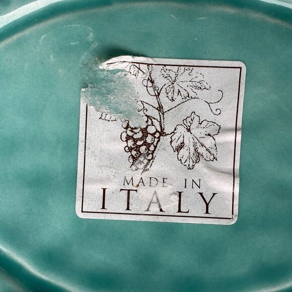 Majoliche Jessica Ceramic Oval Bowl Turquoise Dimpled Rib Art Deco Italy 8.75" - Picture 7 of 10